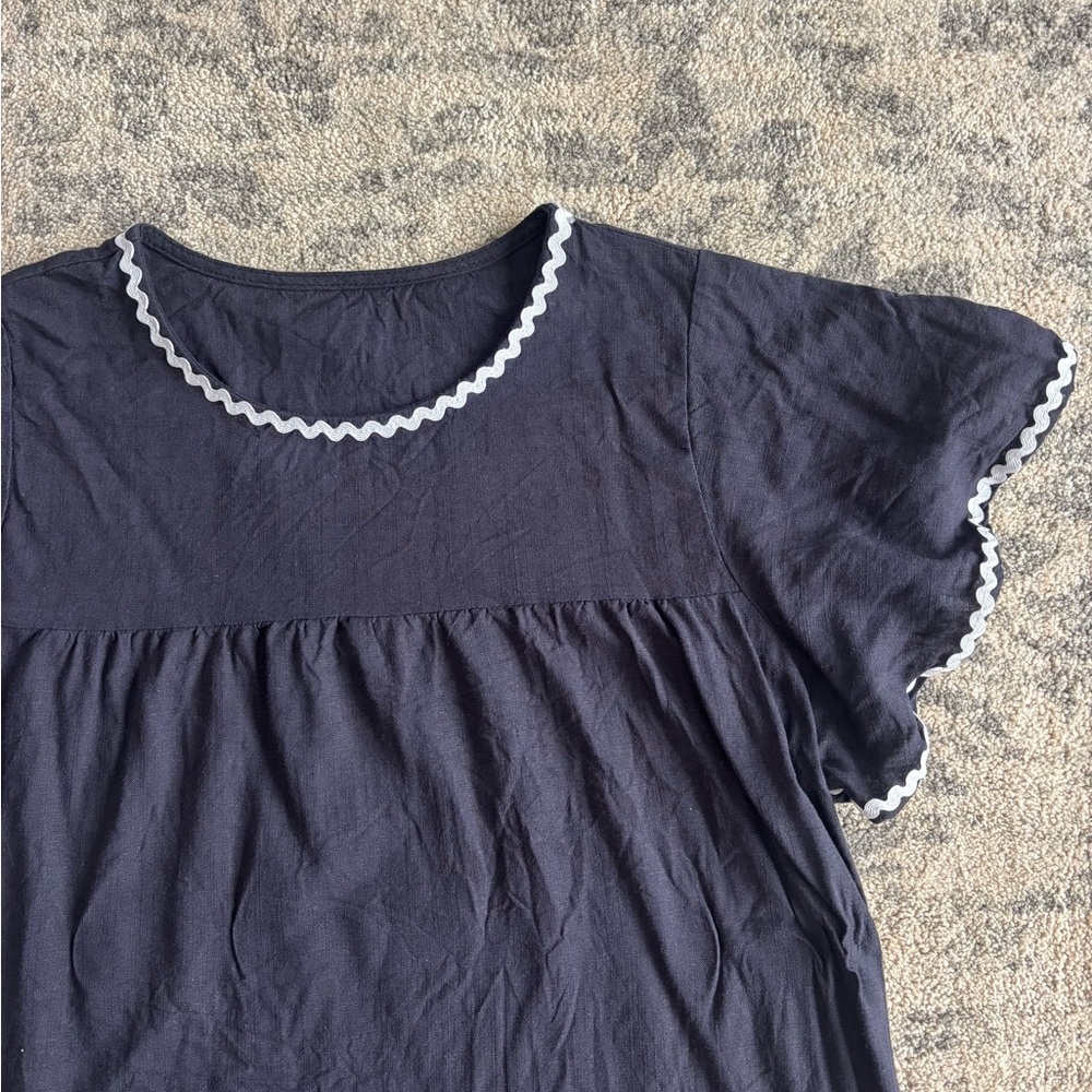 Black Ruffle Sleeve Top - Picture 2 of 5